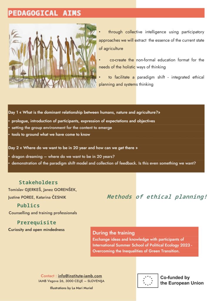 Training | Nature and agriculture, how to
transcend the dominant/dominated
relationship ? Page 02